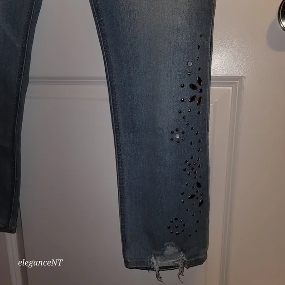 Express Light Blue wash Stretch Ankle legging Super High rise Jeans Sz: 18 L NWT - Picture 6 of 11